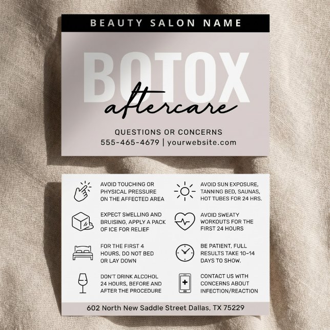 Blush Botox Injection Aftercare Instruction Card (Creator Uploaded)