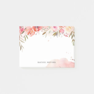 Blush Bouquet Personalised Name Monogram Post-it Notes