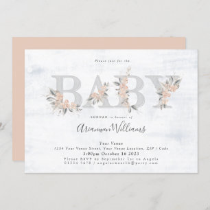 Blush bouquet  pink Baby shower Invitation