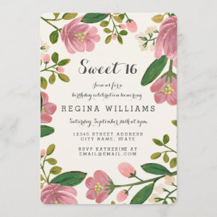 Blush Bouquet Sweet 16 Invitation