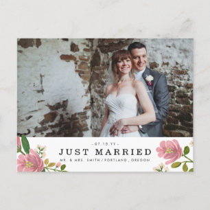 Blush Bouquet Wedding Announcement Postcard