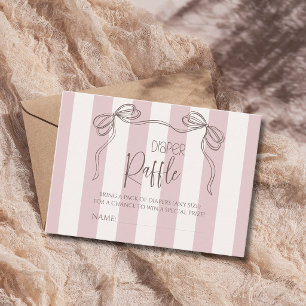 Blush Bow Baby in Coquet Baby Shower Diaper Raffle Enclosure Card