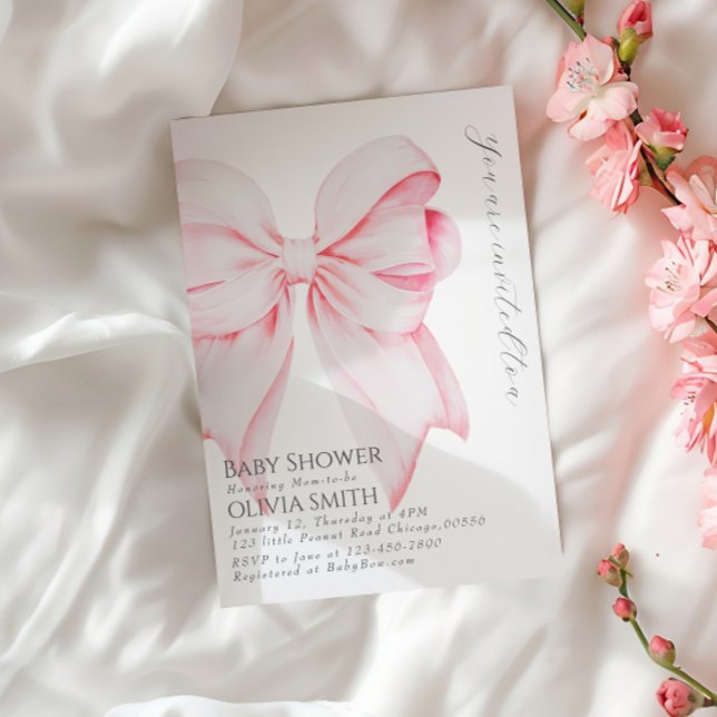 Blush Bow Baby Shower Invitation (Creator Uploaded)