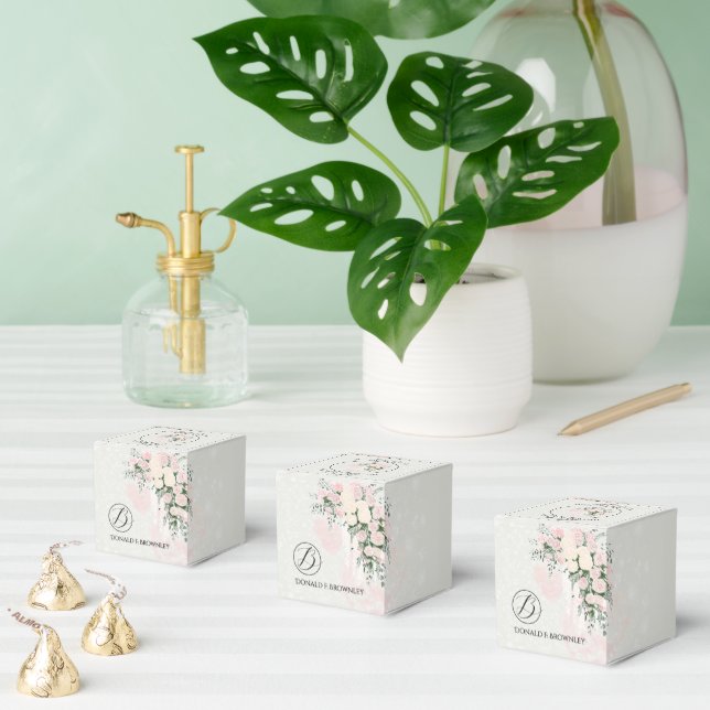 Blush Bow Rose Wisteria Cascade Bouquet Favour Box (Multiple)