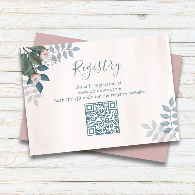 Blush Bridal Shower Gift Registry Floral  Enclosure Card (Bridal Shower Gift Registry Enclosure Card)