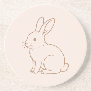 Blush Brown Bunny Sketch Coaster