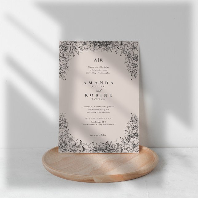 Blush & Brown Floral Wedding Invitation (Creator Uploaded)