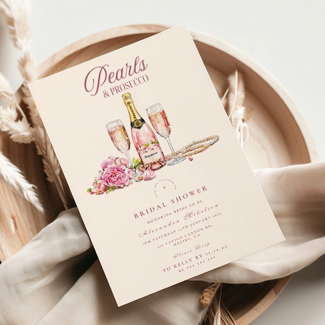 Blush Bubbly & Pearls Bridal Shower  Invitation (Creator Uploaded)