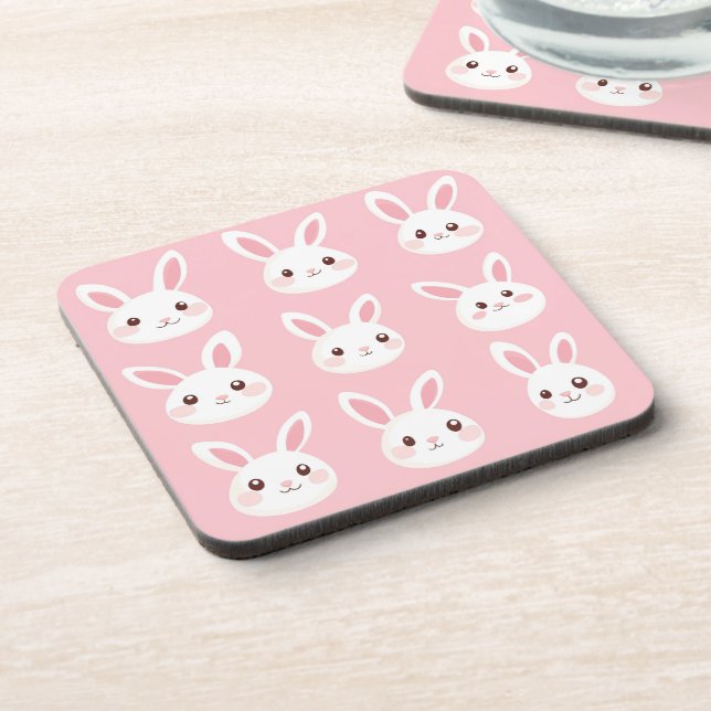 Blush Bunny Faces Coaster (Left Side)