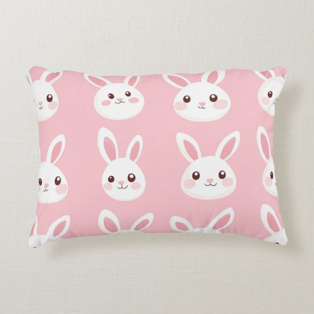 Blush Bunny Faces Decorative Cushion (Front)