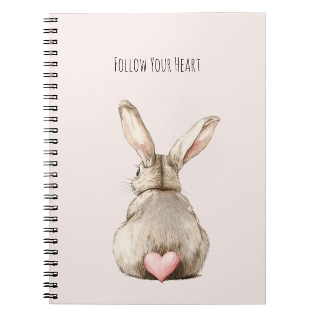 Blush Bunny Rabbit Heart Notebook (Front)