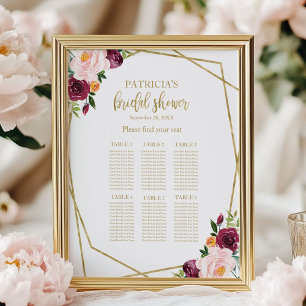 Blush Burgundy Floral Bridal Shower Seating Chart