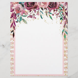 Blush & Burgundy Floral Drop & Gold Confetti Flyer