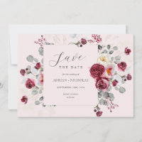 Blush & Burgundy Floral Frame Pink Wedding