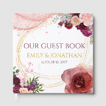 Blush Burgundy Floral Gold Circle Wedding