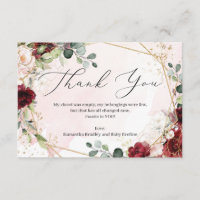 Blush burgundy floral gold geometric Baby Shower