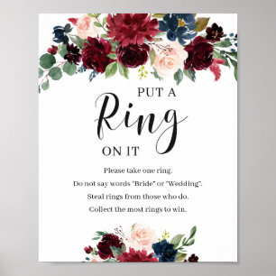 Blush Burgundy Floral put a ring on it game sign