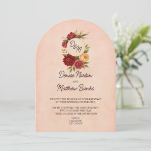 Blush Burgundy Floral Watercolor Wedding Invitation