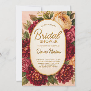 Blush Burgundy Floral Watercolor Wedding Invitation