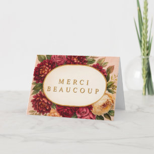 Blush Burgundy Floral Watercolor Wedding Thank You Card