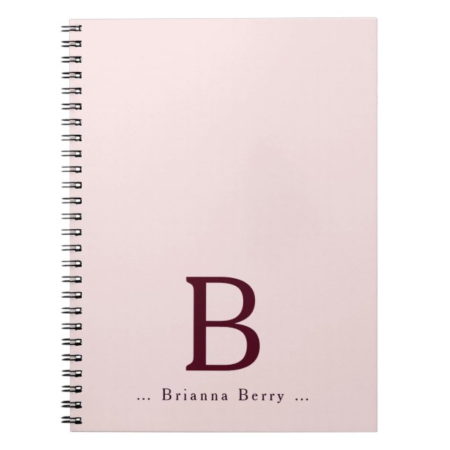 Blush Burgundy Monogram Notebook (Front)