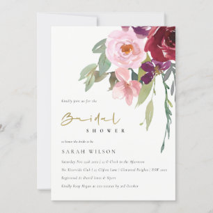BLUSH BURGUNDY PEACH  FLORAL BRIDAL SHOWER INVITE