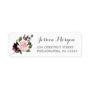 Blush Burgundy Return Address Label