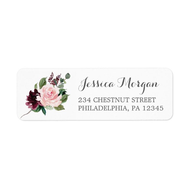 Blush Burgundy Return Address Label (Front)