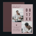 Blush burgundy save the date wedding 2 photos<br><div class="desc">Modern blush burgundy save the date wedding 2 photos with bold modern date.</div>