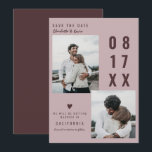 Blush burgundy save the date wedding 2 photos<br><div class="desc">Modern blush burgundy save the date wedding 2 photos with bold modern date.</div>