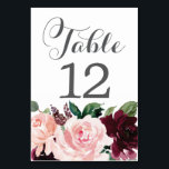 Blush Burgundy Table Cards Wedding Table Numbers<br><div class="desc">Help your guests easily find their tables with these lovely table numbers. Easily change the number and add to your cart.
Print as many numbers as you need!</div>