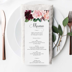 Blush Burgundy Wedding Menu or Bridal Shower Menu Invitation