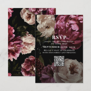 Blush Burgundy Wedding QR Code Please Reply RSVP Card