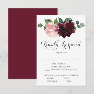Blush Burgundy Wedding RSVP Card