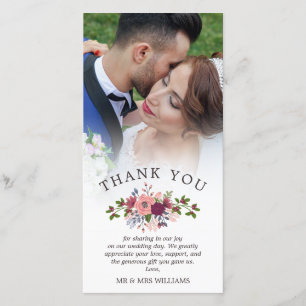 Blush & Burgundy Wedding Thank You Photo Card