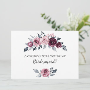 Blush Burgundy Will You Be My Bridesmaid Invitation