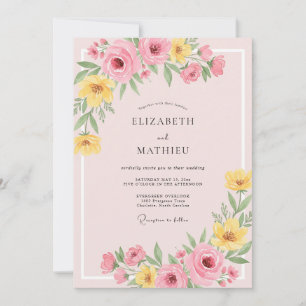 Blush Butter Petal Wedding Invitation