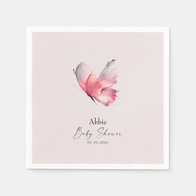 Blush Butterfly Baby Shower  Napkin (Front)