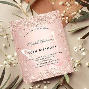 Blush butterfly birthday invitation