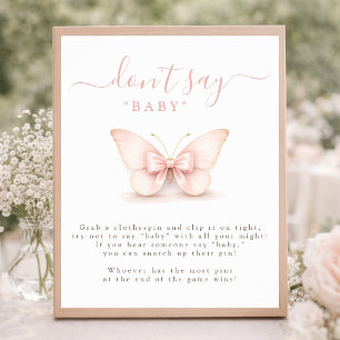 Blush Butterfly Coquette Bow Shower Don't Say Baby Poster