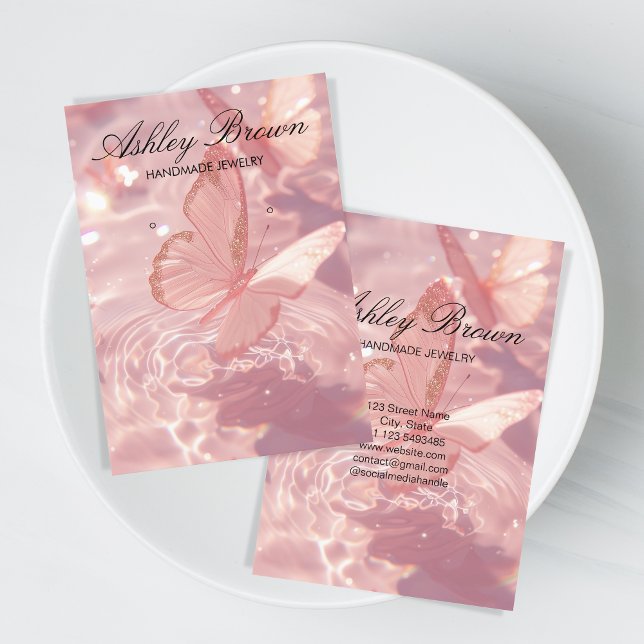 Blush Butterfly Handmade Jewellery Earring Display Business Card (blush pink butterfly
)