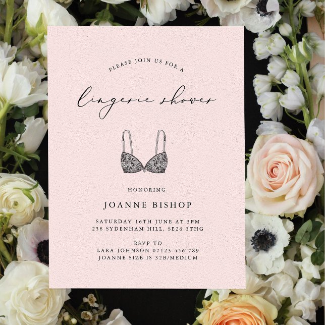 Blush Calligraphy Lingerie Bridal Shower Invitation (Creator Uploaded)