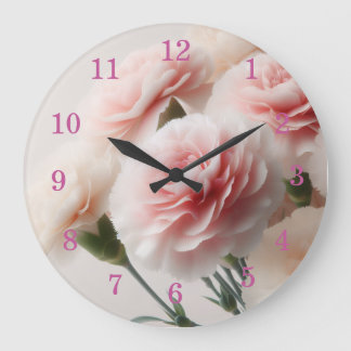 Blush Carnation Dreams Large Clock