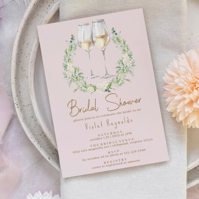 Blush Champagne Pink | Cute Modern Bridal Shower Invitation (Creator Uploaded)