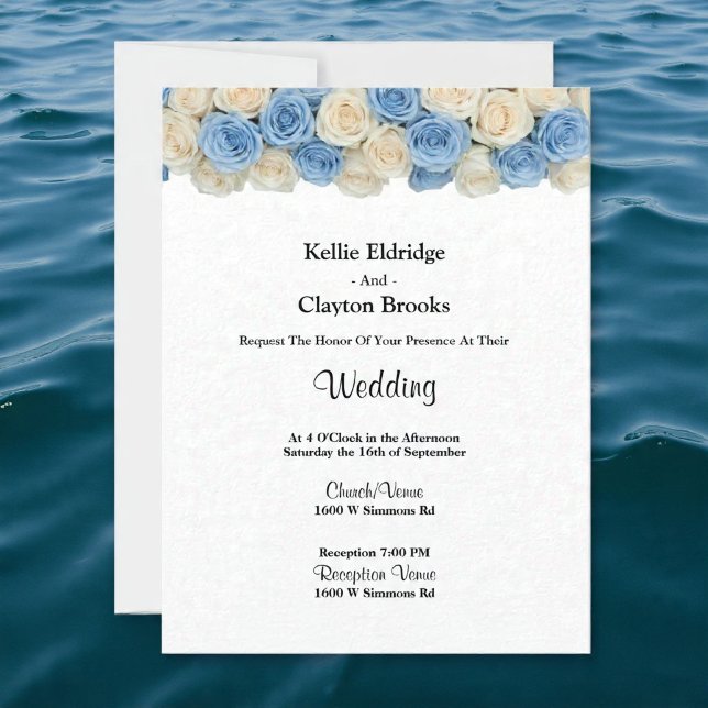 Blush & Champagne Roses Wedding Invitation (Creator Uploaded)