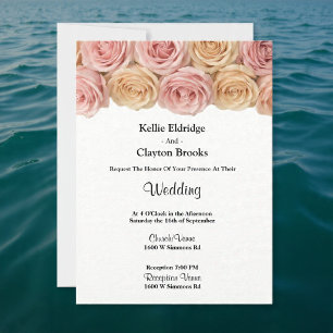Blush & Champagne Roses Wedding Invitation