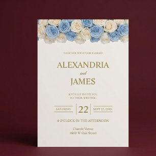 Blush & Champagne Roses Wedding Invitation