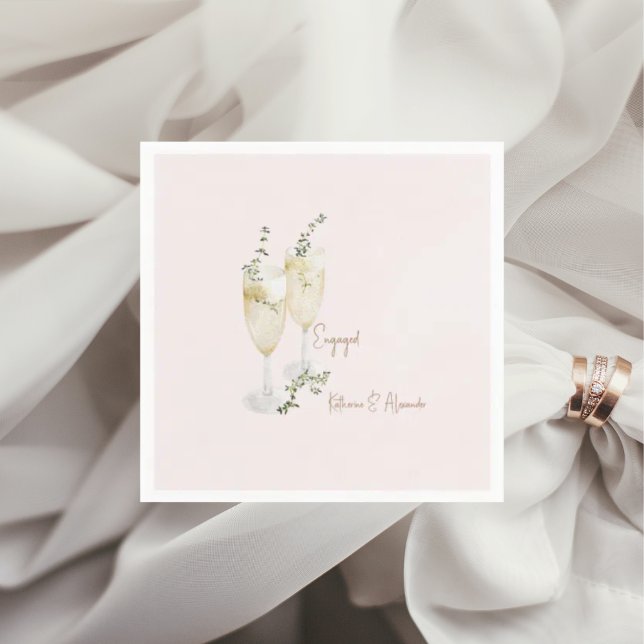 Blush Champagne Toast Engagement Party Napkin (Creator Uploaded)