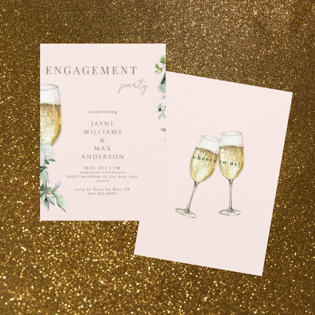 Blush Cheers to Us Champagne Engagement Party  Invitation (Creator Uploaded)