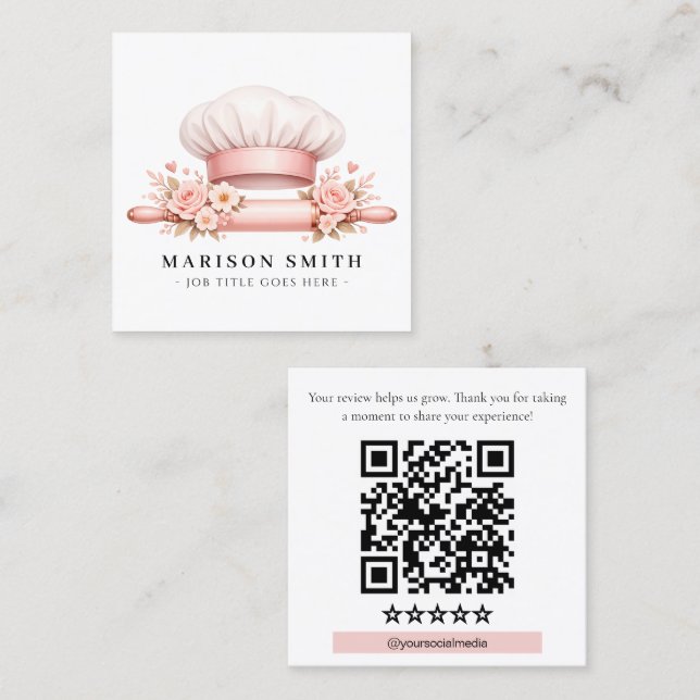 Blush Chef Baking Essentials  Square Business Card (Front/Back)
